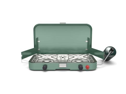 Coleman Cascade 222 2-Burner Camping Stove, Portable Cooktop with 22,000 BTUs and Dual Wind Guards