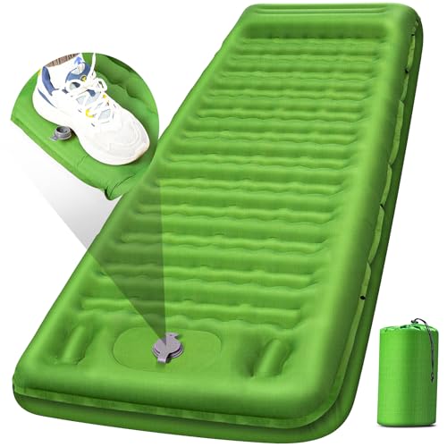 FNARMW Camping Sleeping Pad, Extra Thick 5 Inch Inflatable Sleeping Pad with Pillow and Built-in Foot Pump