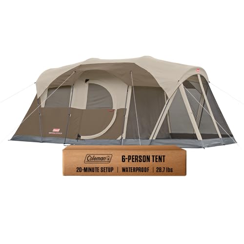 Coleman WeatherMaster Camping Tent with Screened Porch, Weatherproof Tent with Screen Room, Rainfly & Carry Bag Included, Made Without PFAS Chemicals