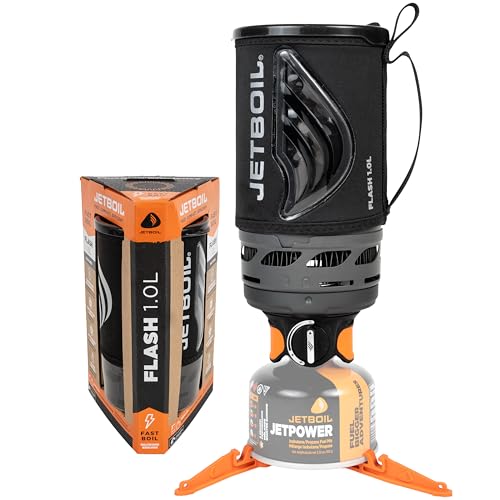 Jetboil Flash Portable Fast Boil Stove for Camping and Backpacking with 1-Step Auto Ignition, Propane/Isobutane Burner with Cooking Cup