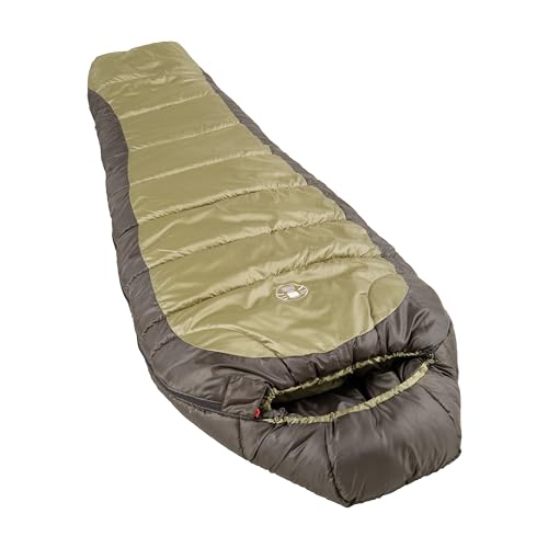 Coleman North Rim 0°F Sleeping Bag, Cold-Weather Mummy Sleep Sack with No-Snag Zipper & Adjustable Hood for Warmth & Ventilation, Camping Sleeping Bag