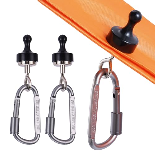 ECOSHIRE Magnetic Hooks for Canopy, Magnet Clip Hanger with Carabiner for Camping, Heavy Duty Earth Magnets, Cruise Hanging, Multifunctional Tent Canopy, Suitable Tents Swivel Snap
