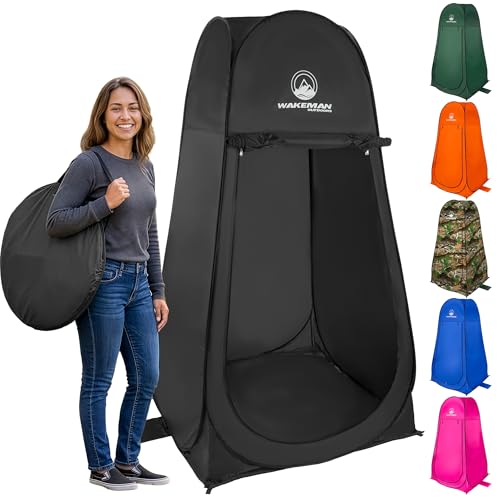 Wakeman Pop Up Changing Tent, 3.3 x 3.3 x 6.2ft, Camping Shower Tent for Portable Toilet Stall or Dressing Room with Carry Bag for Camping, Beach, or Tailgate, Polyester