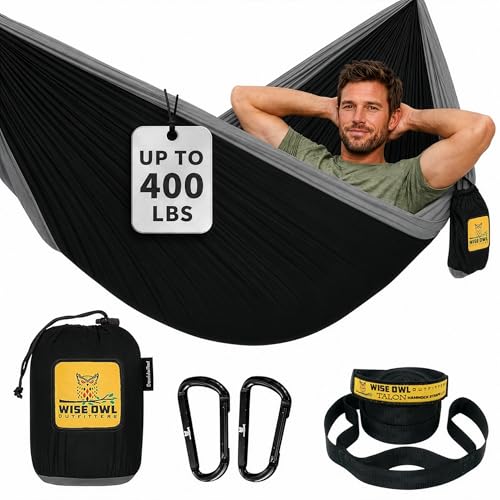 Wise Owl Outfitters Camping Hammock – up to 500lbs Portable Hammock with Tree Straps - Travel, Backpacking, Hiking, Outdoors Camping Gear - Single or Double