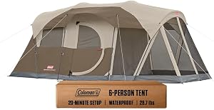 Coleman WeatherMaster Camping Tent with Screened Porch, Weatherproof Tent with Screen Room