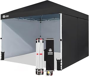 CROWN SHADES 10X10 Commercial Instant Canopy Pop Up Tent with CENTERLOK, 300D Fabric, 4 Si
