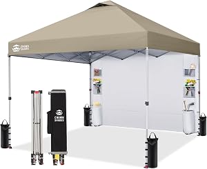 CROWN SHADES Canopy Tent 10x10 Pop Up Canopy Outdoor Shade with Pockets Sidewall, Easy Up