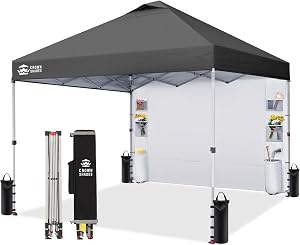 CROWN SHADES Canopy Tent 10x10 Pop Up Canopy Outdoor Shade with Pockets Sidewall, Easy Up 