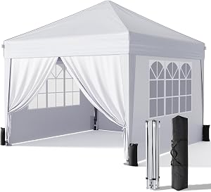 Driftalia 10x10 Pop Up Canopy with Sidewalls, Outdoor Instant Canopy Tent with Carry Bag f