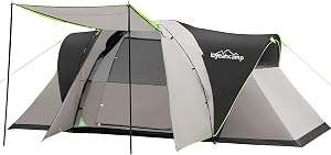 LOYEAHCAMP 8 Person Larger Extended Dome Camping Tent with 3 Rooms, Waterproof Semi-Freest