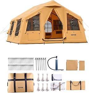 VEVOR Inflatable Tents for Camping, Easy Setup Blow up Tent with Hand Pump, 4 Season Glamp