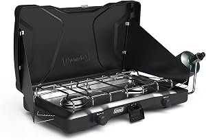 Coleman Triton 2-Burner Propane Stove, Portable Camping Cooktop with 2 Adjustable Burners 