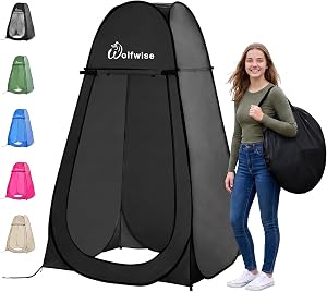 Wolfwise Pop Up Shower Tent for Camping Essentials, Portable Instant Changing Tent with Ve