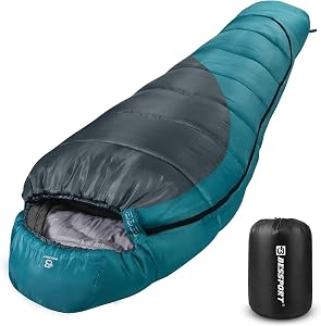 Bessport Mummy Sleeping Bag, 15-45F Extreme 3-4 Season Cold Weather Sleeping Bag, Warm and Washable