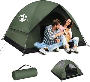 Tents for Camping 2/3 Person with Rainfly - Camping Tent Waterproof Windproof Easy Setup, 