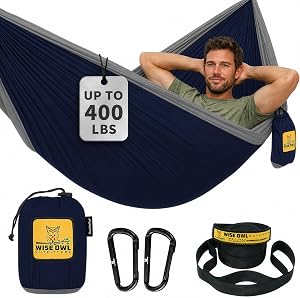 Wise Owl Outfitters Camping Hammock – 500lbs Portable Hammock with Tree Straps - Travel, B