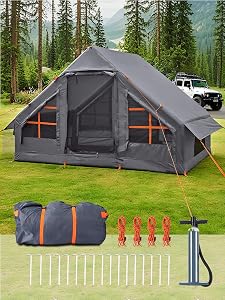 SANHOVO Inflatable Tents for Camping 2-4 Person - Easy Blow Up Glamping Tent with Hand Pum